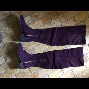 Free People Everly over knee purple suede boots